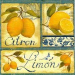 Салфетка для декупажа трехслойная бумажная, 33х33 см, "Лимоны фреска"